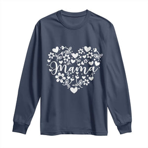 Floral Mama Heart Graphic Long Sleeve Shirt Mothers Day Flower Gift TS12 Navy Print Your Wear