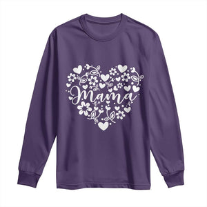 Floral Mama Heart Graphic Long Sleeve Shirt Mothers Day Flower Gift TS12 Purple Print Your Wear