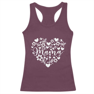 Floral Mama Heart Graphic Racerback Tank Top Mothers Day Flower Gift TS12 Maroon Print Your Wear