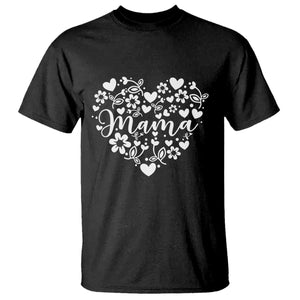 Floral Mama Heart Graphic T Shirt Mothers Day Flower Gift TS12 Black Print Your Wear