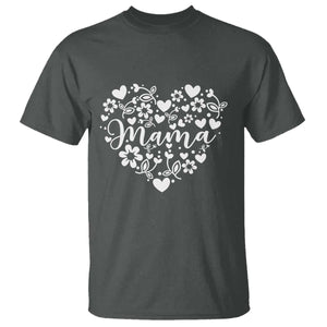Floral Mama Heart Graphic T Shirt Mothers Day Flower Gift TS12 Dark Heather Print Your Wear