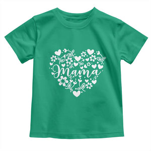 Floral Mama Heart Graphic Toddler T Shirt Mothers Day Flower Gift TS12 Irish Green Print Your Wear