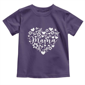Floral Mama Heart Graphic Toddler T Shirt Mothers Day Flower Gift TS12 Purple Print Your Wear