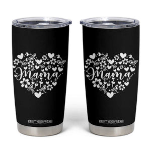 Floral Mama Heart Graphic Tumbler Cup Mothers Day Flower Gift TS12 Black Print Your Wear