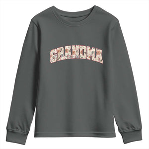Vintage Floral Grandma Youth Sweatshirt Mothers Day Gift Idea TS12 Dark Heather Print Your Wear