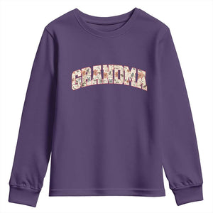 Vintage Floral Grandma Youth Sweatshirt Mothers Day Gift Idea TS12 Purple Print Your Wear
