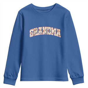 Vintage Floral Grandma Youth Sweatshirt Mothers Day Gift Idea TS12 Royal Blue Print Your Wear