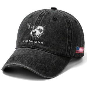 Funny Chihuahua Smoking Meme Washed Cotton Baseball Cap I Got That Dog In Me TS12 Print Your Wear
