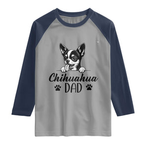 Proud Chihuahua Dad Raglan Shirt Dog Lover Gift Idea TS12 Sport Gray Navy Print Your Wear