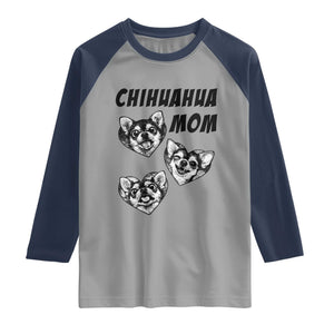 Proud Chihuahua Mom Raglan Shirt Ankle Biter Dog Lover TS12 Sport Gray Navy Print Your Wear