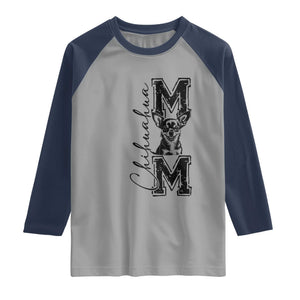 Chihuahua Mom Gift Raglan Shirt Mothers Day Dog Lover TS12 Sport Gray Navy Print Your Wear