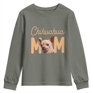 Proud Dog Mom Chihuahua Youth Sweatshirt Mothers Day Lover Gift TS12 Military Green Print Your Wear