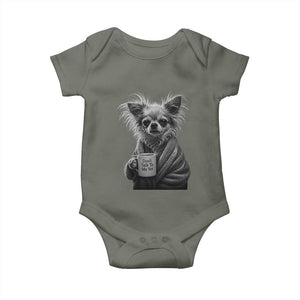 Funny Chihuahua Coffee Lover Baby Onesie Do Not Talk To Me Yet TS12 Military Green Print Your Wear