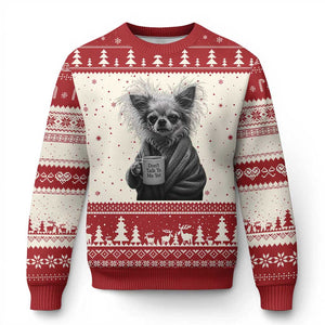 Funny Chihuahua Coffee Lover Ugly Christmas Sweater Do Not Talk To Me Yet TS12 Beige Red Print Your Wear