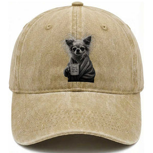 Funny Chihuahua Coffee Lover Washed Cotton Baseball Cap Do Not Talk To Me Yet TS12 Print Your Wear