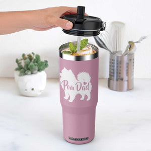 Proud Pomeranian Dad Flip Straw Tumbler Small Breed Dog Owner Gift TS12 One Size: 30 oz Light Pink Print Your Wear
