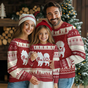 Proud Pomeranian Dad Ugly Christmas Sweater Small Breed Dog Owner Gift TS12 Red Beige Print Your Wear