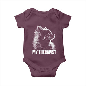 My Therapist Is A Pomeranian Baby Onesie Dog Lover Gift Idea TS12 Maroon Print Your Wear