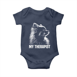 My Therapist Is A Pomeranian Baby Onesie Dog Lover Gift Idea TS12 Navy Print Your Wear