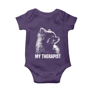 My Therapist Is A Pomeranian Baby Onesie Dog Lover Gift Idea TS12 Purple Print Your Wear