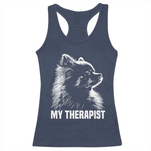 My Therapist Is A Pomeranian Racerback Tank Top Dog Lover Gift Idea TS12 Navy Print Your Wear