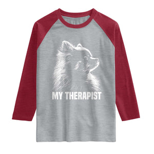 My Therapist Is A Pomeranian Raglan Shirt Dog Lover Gift Idea TS12 Heather Gray Heather Red Print Your Wear