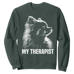 My Therapist Is A Pomeranian Sweatshirt Dog Lover Gift Idea TS12 Dark Forest Green Print Your Wear