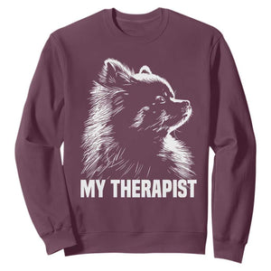 My Therapist Is A Pomeranian Sweatshirt Dog Lover Gift Idea TS12 Maroon Print Your Wear