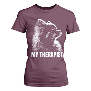 My Therapist Is A Pomeranian T Shirt For Women Dog Lover Gift Idea TS12 Maroon Print Your Wear