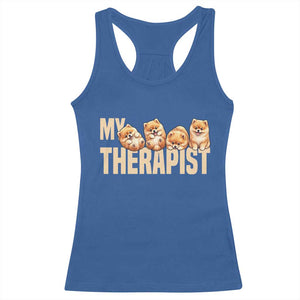 My Therapist Is My Dog Racerback Tank Top Cute Pomeranian Lover Meme TS12 Royal Blue Print Your Wear