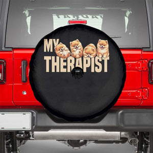 My Therapist Is My Dog Spare Tire Cover Cute Pomeranian Lover Meme TS12 Black Print Your Wear
