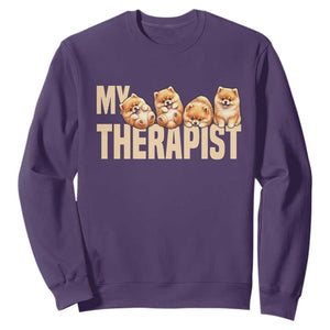 My Therapist Is My Dog Sweatshirt Cute Pomeranian Lover Meme TS12 Purple Print Your Wear