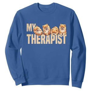 My Therapist Is My Dog Sweatshirt Cute Pomeranian Lover Meme TS12 Royal Blue Print Your Wear
