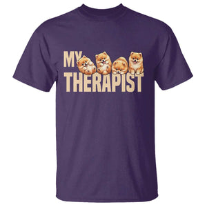 My Therapist Is My Dog T Shirt Cute Pomeranian Lover Meme TS12 Purple Print Your Wear