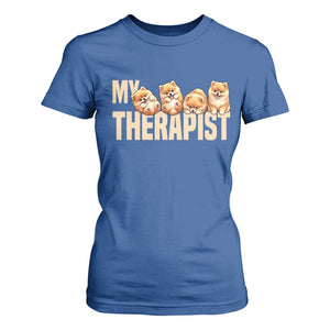 My Therapist Is My Dog T Shirt For Women Cute Pomeranian Lover Meme TS12 Royal Blue Print Your Wear
