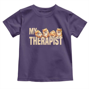 My Therapist Is My Dog Toddler T Shirt Cute Pomeranian Lover Meme TS12 Purple Print Your Wear