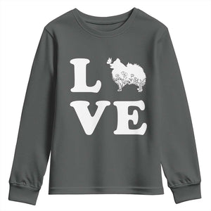 Love Pomeranian Youth Sweatshirt Cute Pom Dog Lover Gift TS12 Dark Heather Print Your Wear