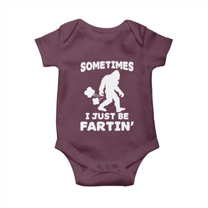 Bigfoot Bathroom Humor Baby Onesie Sometimes I Just Be Fartin TS12 Maroon Print Your Wear