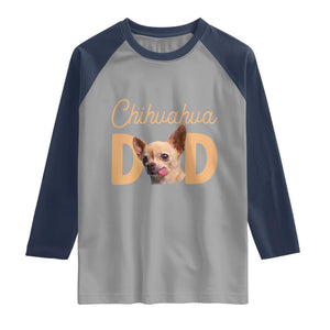 Proud Chihuahua Dad Raglan Shirt Ankle Biter Dog Lover TS12 Sport Gray Navy Print Your Wear