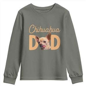 Proud Chihuahua Dad Youth Sweatshirt Ankle Biter Dog Lover TS12 Military Green Print Your Wear