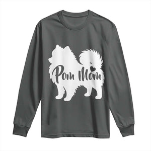 Proud Pom Mom Long Sleeve Shirt Pomeranian Dog Lover Gift TS12 Dark Heather Print Your Wear