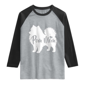 Proud Pom Mom Raglan Shirt Pomeranian Dog Lover Gift TS12 Heather Gray Black Print Your Wear