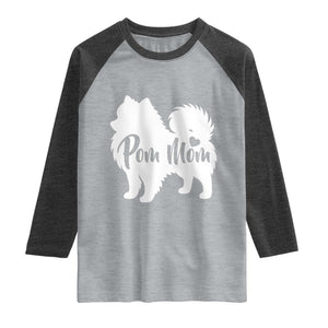 Proud Pom Mom Raglan Shirt Pomeranian Dog Lover Gift TS12 Heather Gray Heather Charcoal Print Your Wear
