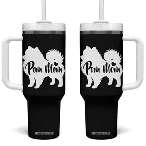 Proud Pom Mom Tumbler With Handle Pomeranian Dog Lover Gift TS12 One Size: 40 oz Black Print Your Wear