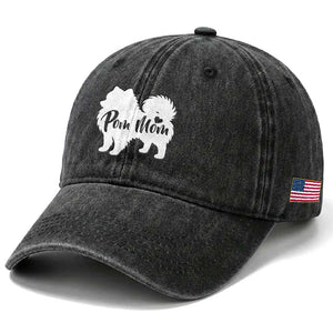 Proud Pom Mom Washed Cotton Baseball Cap Pomeranian Dog Lover Gift TS12 Print Your Wear