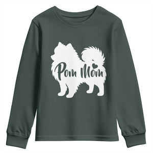 Proud Pom Mom Youth Sweatshirt Pomeranian Dog Lover Gift TS12 Dark Forest Green Print Your Wear