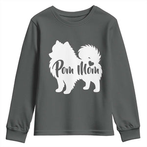 Proud Pom Mom Youth Sweatshirt Pomeranian Dog Lover Gift TS12 Dark Heather Print Your Wear