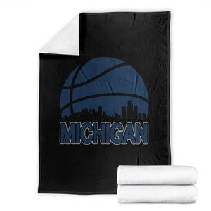 Vintage Urban Michigan Skyline Throw Blanket Gift For Basketball Fan TS12 Black Print Your Wear
