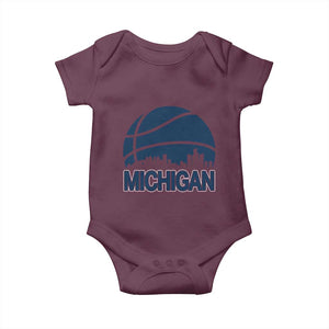 Vintage Urban Michigan Skyline Baby Onesie Gift For Basketball Fan TS12 Maroon Print Your Wear