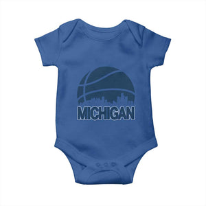 Vintage Urban Michigan Skyline Baby Onesie Gift For Basketball Fan TS12 Royal Blue Print Your Wear